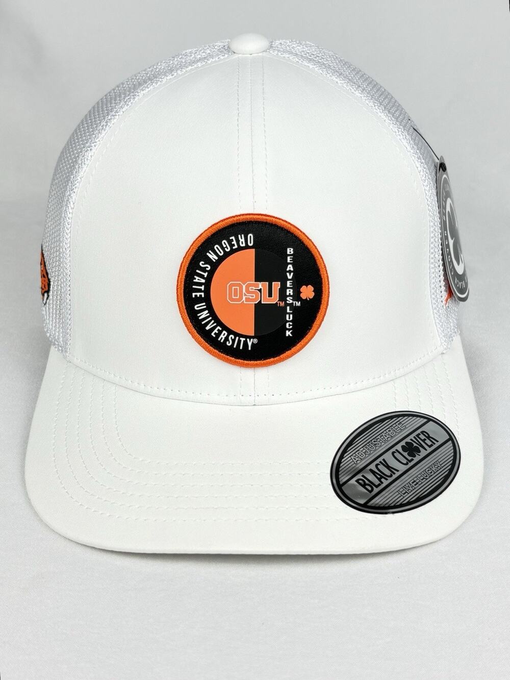 Black Clover OSU Oregon State Beavers Lucky White Snapback Trucker Hat Cap New